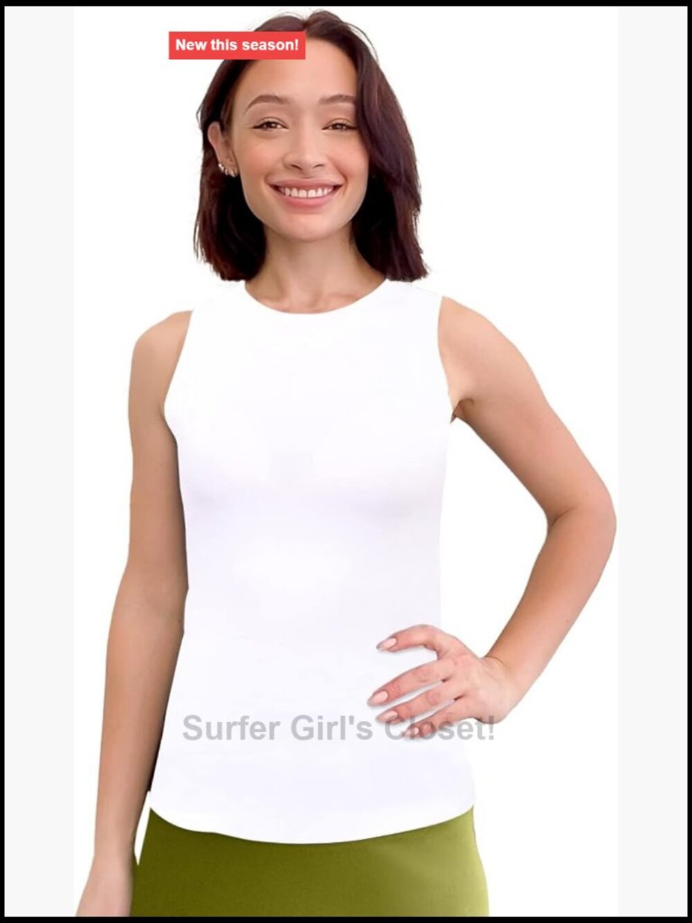 High Neck Tank Top Women Sleeveless Modest Layering Top Stretchy Breathable